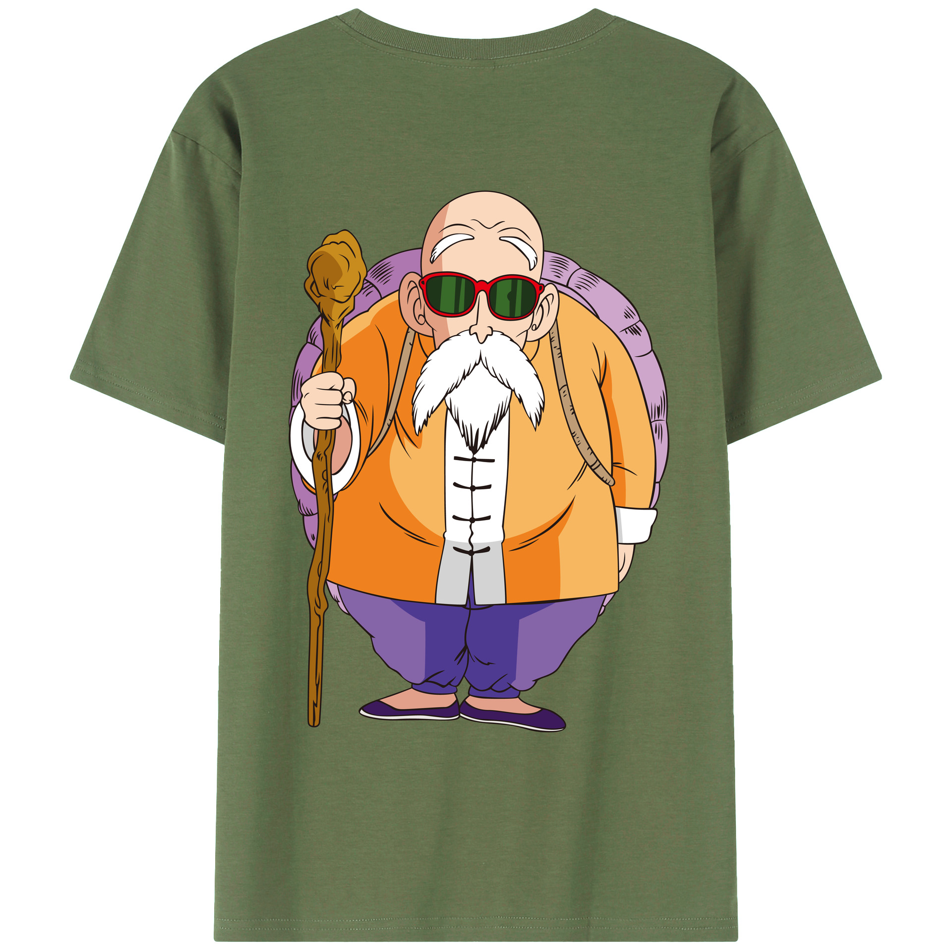 （画像用） ドラゴンボール 亀仙人（かめせんにん） DRAGON BALL Master Roshi Kame Sennin 綿100％ メンズ半袖Tシャツ（バックプリント） 通気性